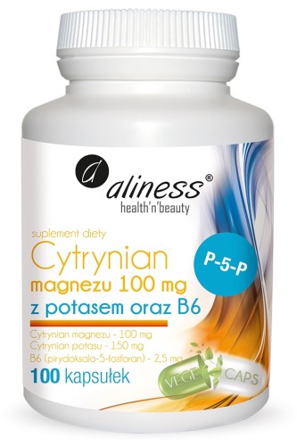 Cytrynian magnezu 100mg z potasem oraz B6