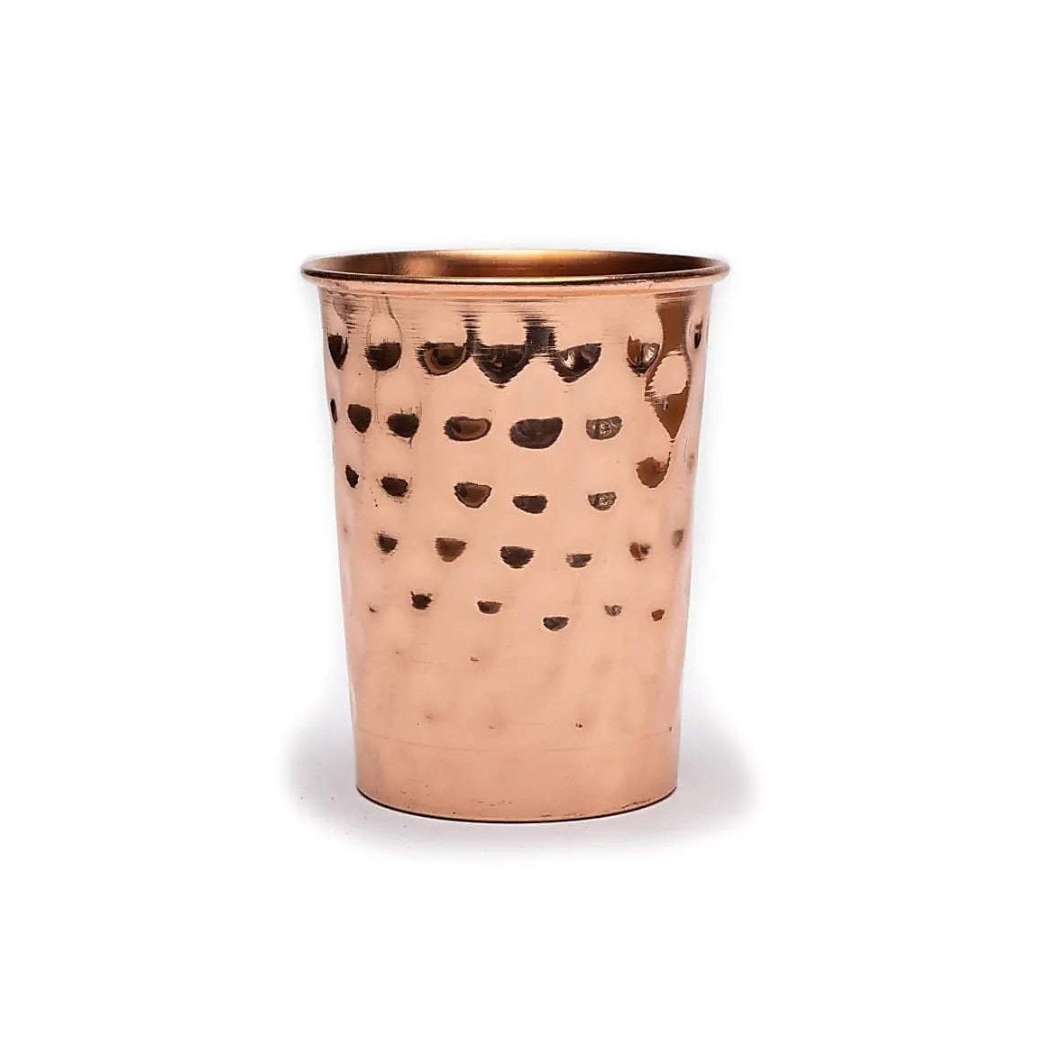 Kubek miedziany z pokrywką tłoczony